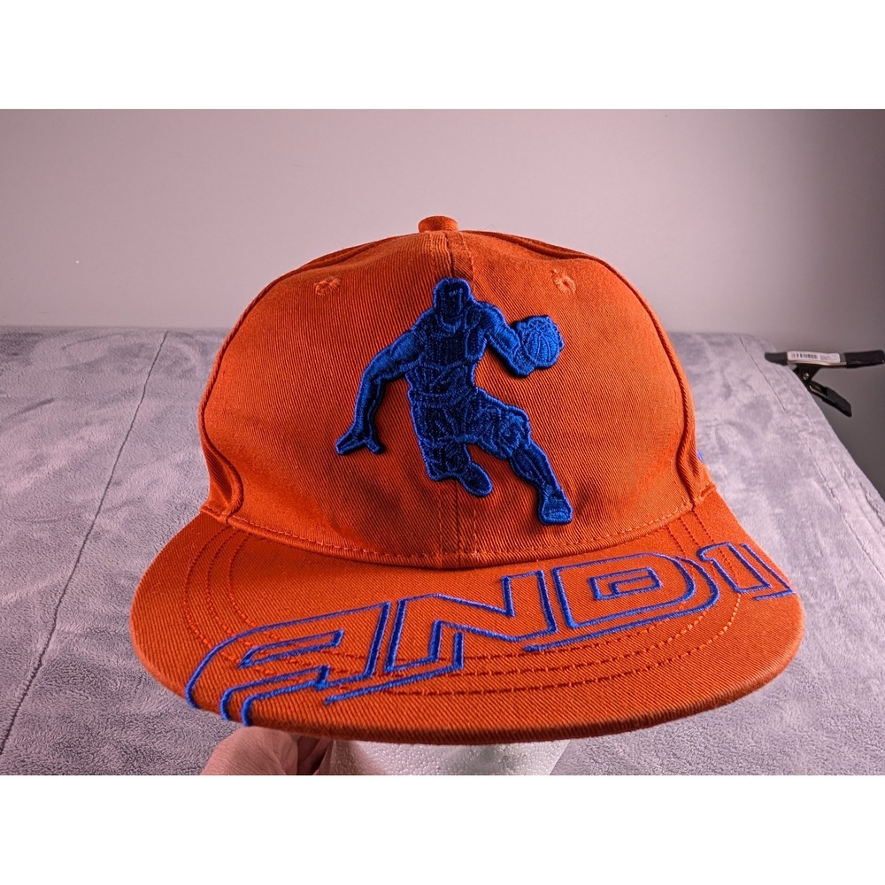 AND1 Mens Basketball Snapback Hat Orange Blue Embroidered Logo 129-K12-002946 OS